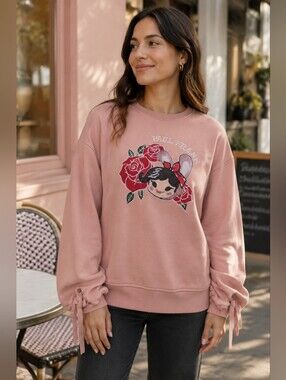 Paul Frank Sweatshirt M Pink Kawaii Coquette Y2K Harajuku Sequins Graphic